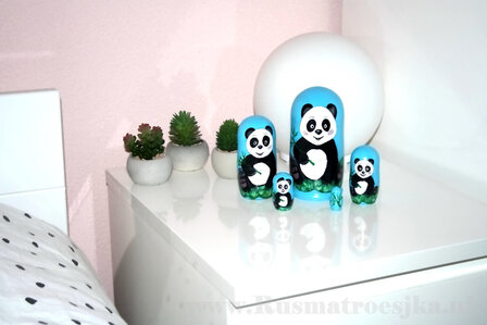 Matroesjka &#039;Panda blauw&#039;, 5-delig
