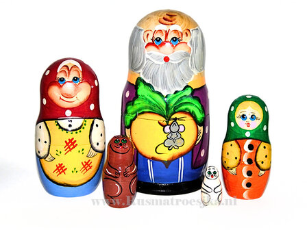 Matroesjka-sprookje 'De raap', 5-delig, 18 cm