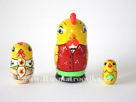 UITVERKOCHT Matroesjka &#039;Haan&#039;, 3-delig 
