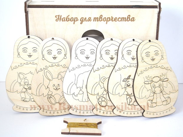Creatieve schilderset 'Matroesjka's' in doos 21x16 cm
