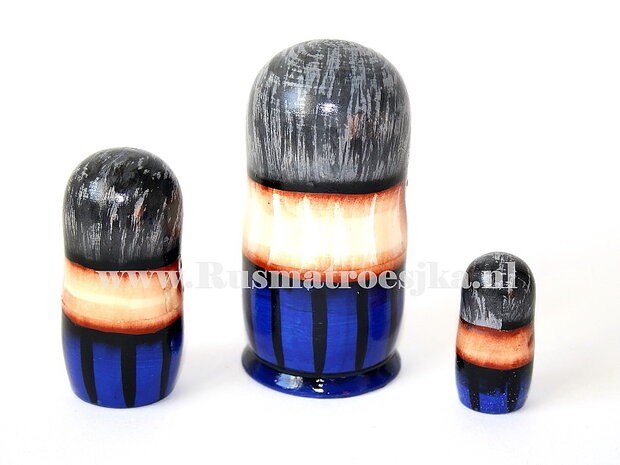 Matroesjka 'Kat met vis', 11 cm, 3-delig 