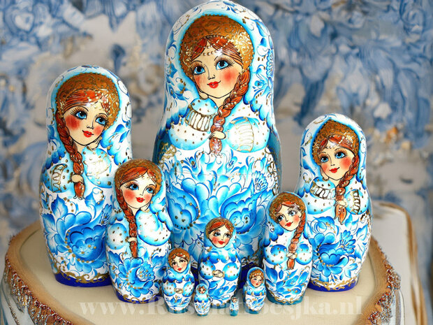 UITVERKOCHT Matroesjka 'Delfts blauw', 10-delig