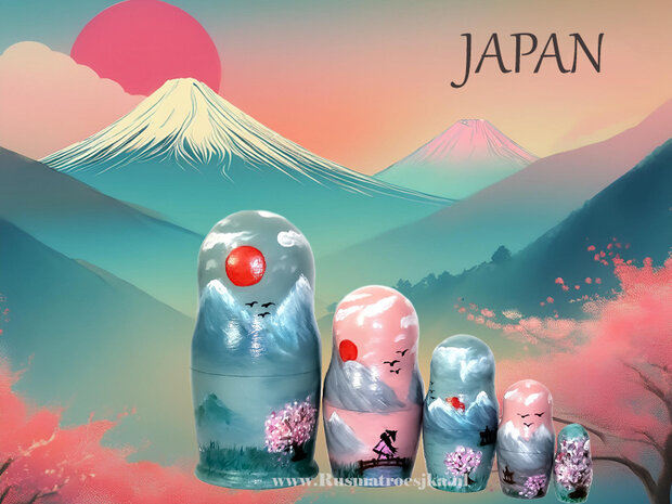 Matroesjka 'Japans Landschap', 5-delig
