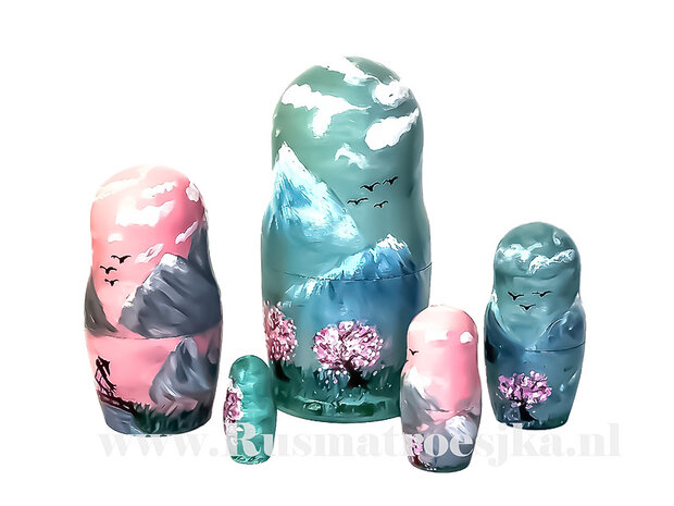 Matroesjka 'Japans Landschap', 5-delig
