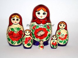 UITVERKOCHT Traditionele  Matroesjka 'Souvenir', 6-delig 