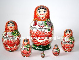 Matroesjka 'Mari El met bloemen', 6-delig