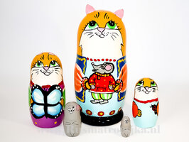  Matroesjka 'Kat met muis', 5-delig 