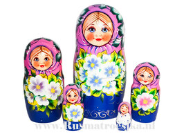  Matroesjka 'Meisje met viooltjes', 5-delig