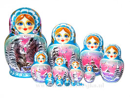 Matroesjka 'Russische winternacht', 15-delig